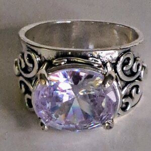 Sterling Silver Band with Lavender Zirconia, Size 6